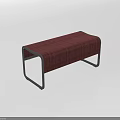 Modern Maroon Woven Fabric Ottoman Bench with Black Metal Frame and Minimalist Design