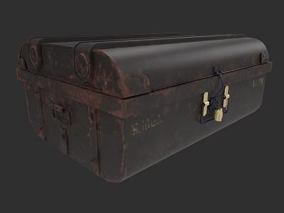 Vintage Rusty Trunk With Metal Lock Leather Top And Decorative Studs For Antique Storage 3d model