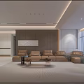 Modern Living Dining Room Interior With TV Wall Dining Table Ambient Lighting And Plants