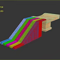Colorful Wooden Slide Structure With Multiple Colored Chutes And Smooth Surface Design
