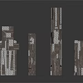 Modern Architectural Scene Components With Textured Surfaces And Diverse Geometric Shapes