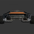 Futuristic Off Road Car With Dark Metallic Blue Tones And Orange Accents