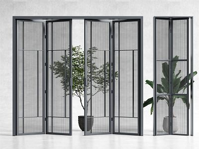 Modern folding door aluminum alloy Changhong glass folding door 3d model