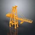 Yellow Construction Crane Model With Detailed Mechanical Structure And Extended Boom 3d model