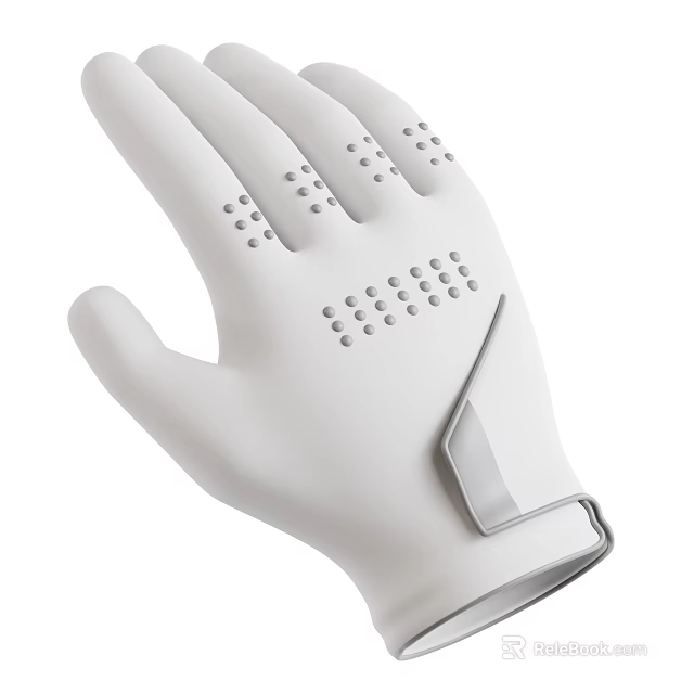 White Sports Gloves With Perforated Design And Adjustable Wrist Strap 3d model 