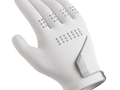 White Sports Gloves With Perforated Design And Adjustable Wrist Strap 3d model