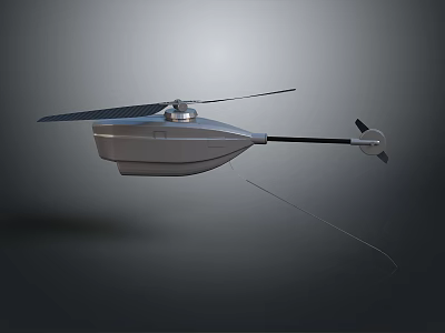 Modern Metallic Solar Powered Aerial Vehicle With Streamlined Body And Propeller 3d model