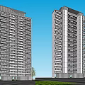 Modern High Rise Residential Buildings Exterior View With Glass Facade And Balcony Design
