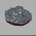 Airplane Engine 3D Model With Complex Silver Metallic Rotating Blades And Red Base
