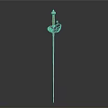 Decorative Metal Sword With Ornate Hilt And Blue Top Ornament Slender Blade For Display Purposes