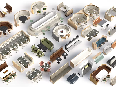 Stylish Modern Sofa Set Combinations With Diverse Styles And Colors 3d model