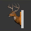 Decorative Deer Head Mount With Wooden Panel In Square Frame For Wall