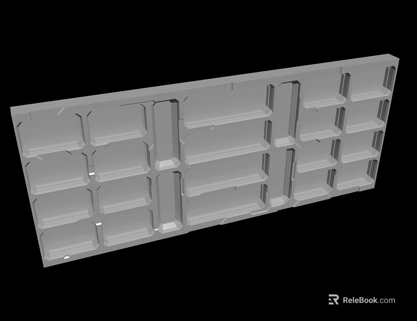 Gray Rectangular Industrial Panel With Multiple Compartments And Grooves Design 3d model