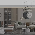Sofa coffee table combination 3d model