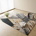 Stylish Square Rug with Abstract Geometric Pattern in Neutral Tones and Home Decor Accents