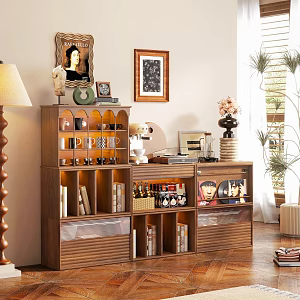 Modern Style Sideboard Side Cabinet Decorations Coffee Maker Vase Green Plant Potted Floor Lamp 3d model