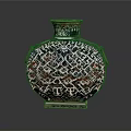 Artistic Sculpture Carving of Traditional Vase with Intricate Geometric Patterns and Square Base