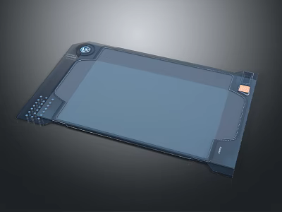 Modern Transparent Panel Electronic Device With Touch Screen And Button Interface 3d model