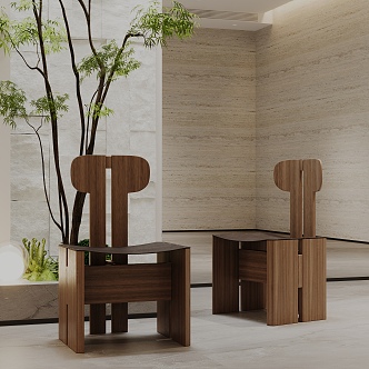 Log Middle Ancient Dining Chair 3d model