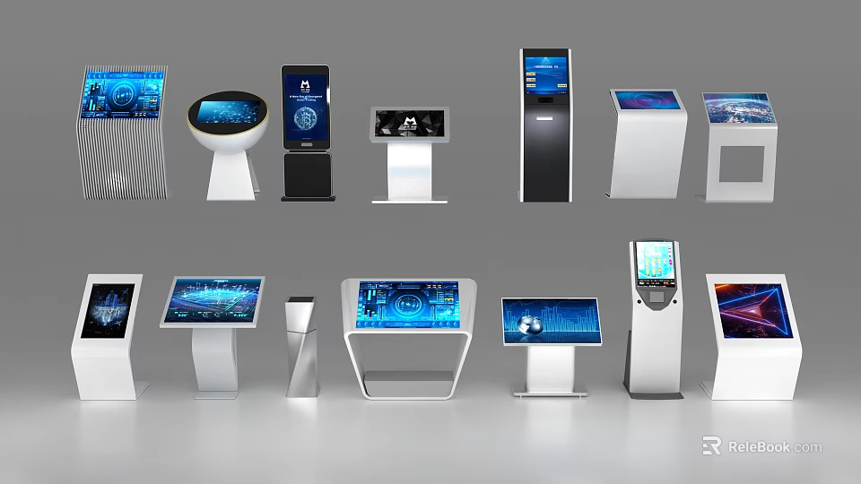 Public Facilities Interactive Touch Screen Terminals With Modern Design And Various Styles 3d model 