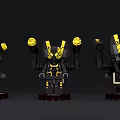 Black And Yellow Building Block Figures With Mechanical Design And Detailed Structure 3d model