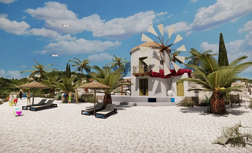 Modern Beach Marina Beach 3d model