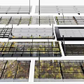 Architectural Components Glass Metal Frame Window Curtain Wall With Grid Transparent Panels Designs