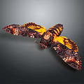 Striking Moth With Yellow And Black Wings Featuring Intricate Patterns In Flight Position 3d model
