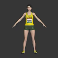 3D Rendered USA Athlete Wearing 1985 Number Vest Green Shorts And Yellow Shoes