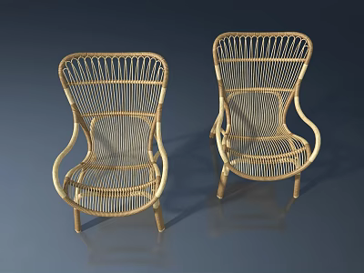 Two Stylish Rattan Wicker Chairs Design For Modern Home Interior Furniture 3d model