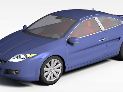 Sleek Blue Sporty Sedan With Red Interior And Silver Alloy Wheels Design 3d model