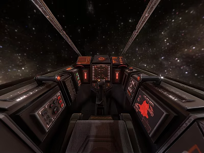 High Tech Sci Fi Weapon Control System With Red Indicators And Advanced Panels In Spaceship 3d model
