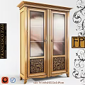 Elegant Wooden Massage Bed With Carved Patterns And Glass Door Design