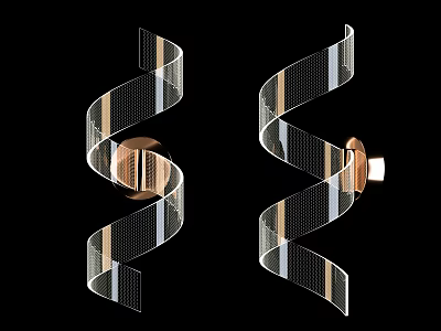 Modern Spiral Design Wall Lamps With Transparent Glass And Gold Metal Base 3d model