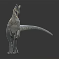 Detailed White Dinosaur Model Standing On Gray Background With Reflection 3d model
