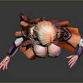 Animated Female Character With Orange Hair Elaborate Purple Outfit In Dynamic Pose