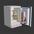 White Compact Mini Fridge With Open Door Storing Drinks Cans And Bottles