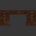 Classic Dark Wooden Writing Desk With Spacious Top Multiple Drawers And Handles
