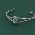 Classic Stylish Silver Bracelet With Twisted Design And Turquoise Gemstone Fashion Accessory