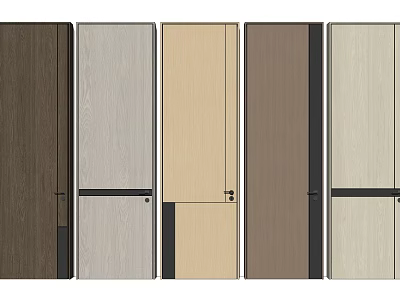 Modern Swing Doors With Various Wooden Textures And Sleek Black Trim For Interior Design 3d model