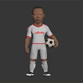 Man wearing white soccer uniform with red trim and Latitude text holding soccer ball
