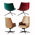 Colorful Office Chairs With Green Red Brown Fabric And Swivel Base Design