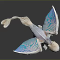 White Dragon Like Game Movie Character With Blue Glowing Wings And Standing Pose