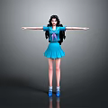 Anime Game Movie Character With Long Black Hair Blue Sailor Uniform And Outstretched Arms