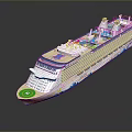 Luxury Cruise Ship Featuring Multiple Decks Green Lawn Area Modern Design And Blue Decor