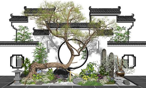 New Chinese style landscape sketch Zen style landscape sketch landscape wall withered landscape 3d model