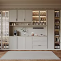 Elegant Modern Wine Cabinet With Glass Doors And Illuminated Shelves For Wine Bottles