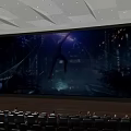 Modern Movie Theater With Large Screen Showing Spider Man Movie And City Night View Experience