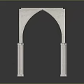 White Gothic Architectural Structure With Intricate Carvings Arched Design And Ornate Columns