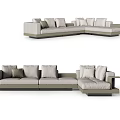 Modern Modular Sectional Sofa With Multiple Cushions And Light Upholstered Seats 3d model
